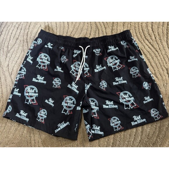 Pabst Blue Ribbon Beer Means 2 XL Swim Trunks With Pickets No Liner - Picture 1 of 5